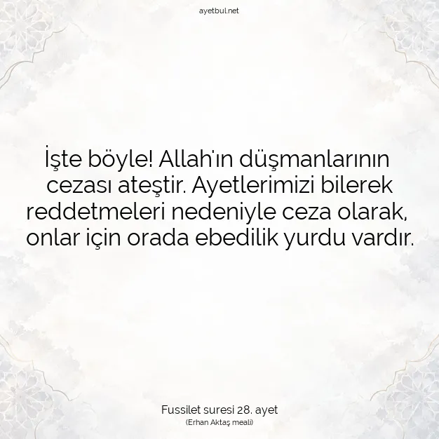 Ayetbul | Kuran Mealleri | Quran | Fussilet suresi 28. ayet