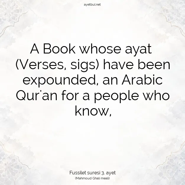 Ayetbul | Kuran Mealleri | Quran | Fussilet suresi 3. ayet