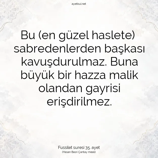 Ayetbul | Kuran Mealleri | Quran | Fussilet suresi 35. ayet