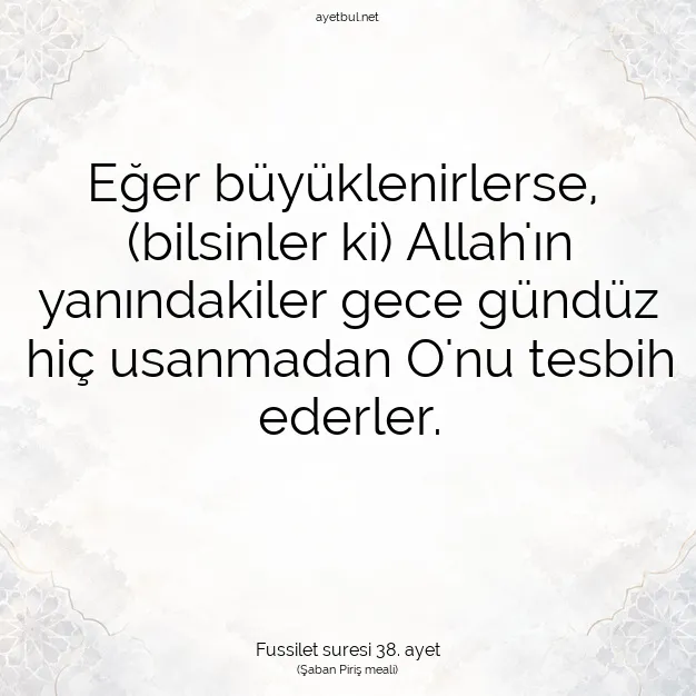 Ayetbul | Kuran Mealleri | Quran | Fussilet suresi 38. ayet
