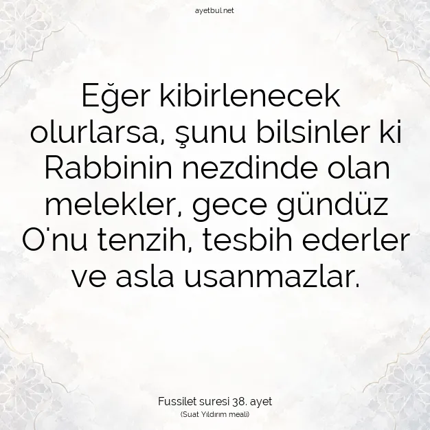 Ayetbul | Kuran Mealleri | Quran | Fussilet suresi 38. ayet