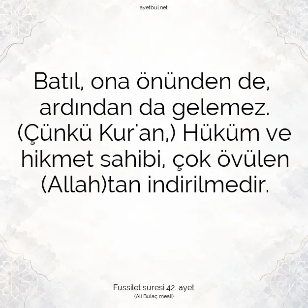 Ayetbul | Kuran Mealleri | Quran | Fussilet suresi 42. ayet