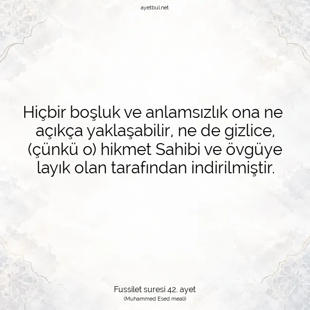 Ayetbul | Kuran Mealleri | Quran | Fussilet suresi 42. ayet