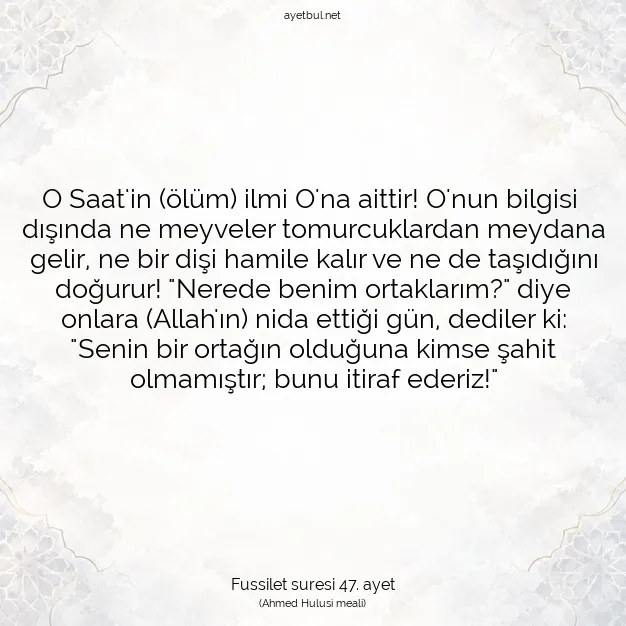 Ayetbul | Kuran Mealleri | Quran | Fussilet suresi 47. ayet