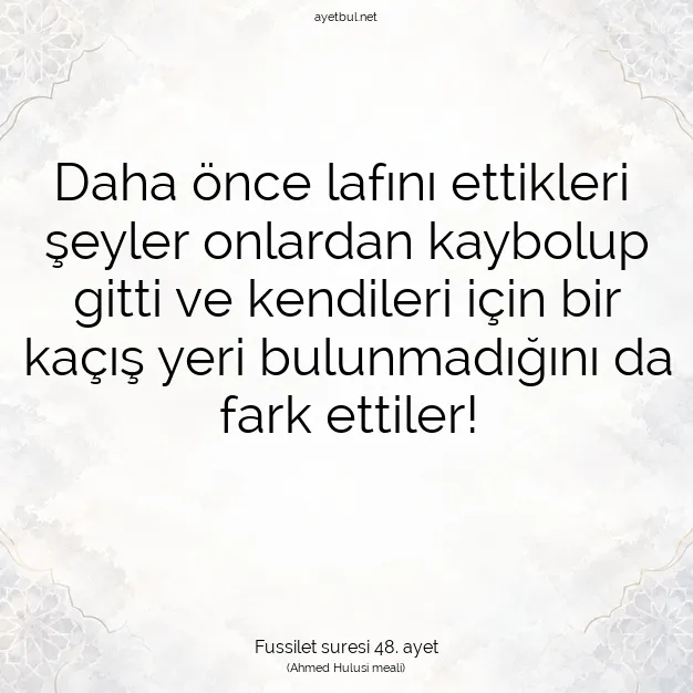 Ayetbul | Kuran Mealleri | Quran | Fussilet suresi 48. ayet