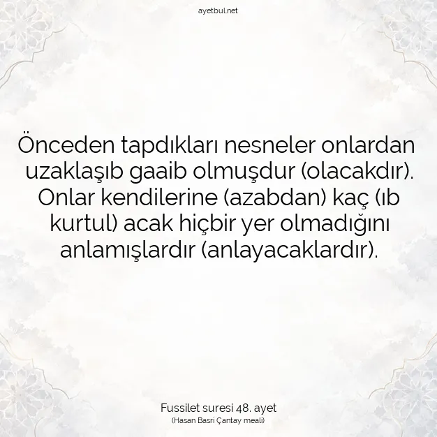 Ayetbul | Kuran Mealleri | Quran | Fussilet suresi 48. ayet