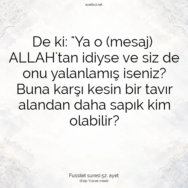 Ayetbul | Kuran Mealleri | Quran | Fussilet suresi 52. ayet