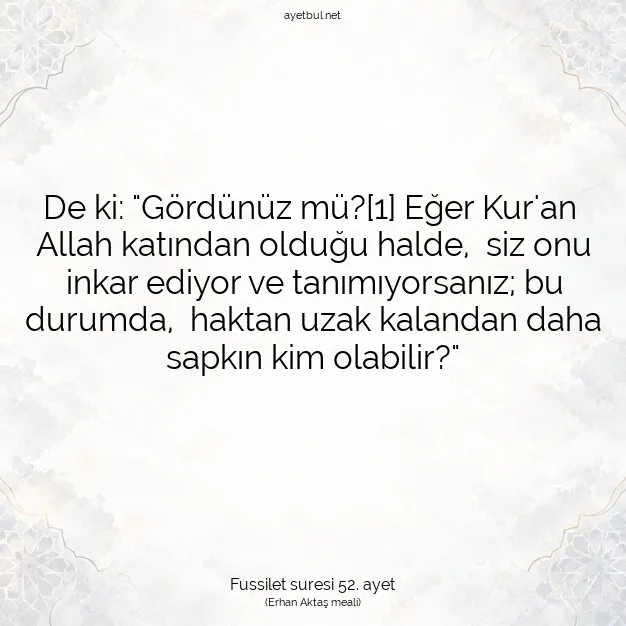 Ayetbul | Kuran Mealleri | Quran | Fussilet suresi 52. ayet
