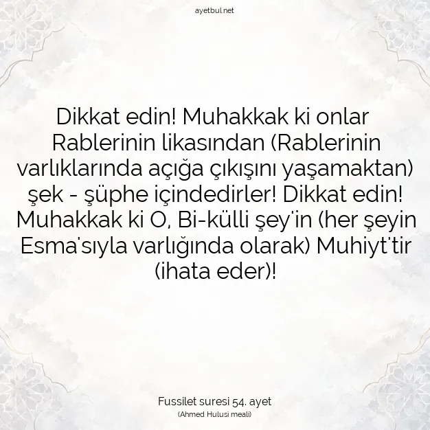 Ayetbul | Kuran Mealleri | Quran | Fussilet suresi 54. ayet
