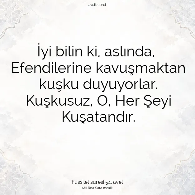 Ayetbul | Kuran Mealleri | Quran | Fussilet suresi 54. ayet