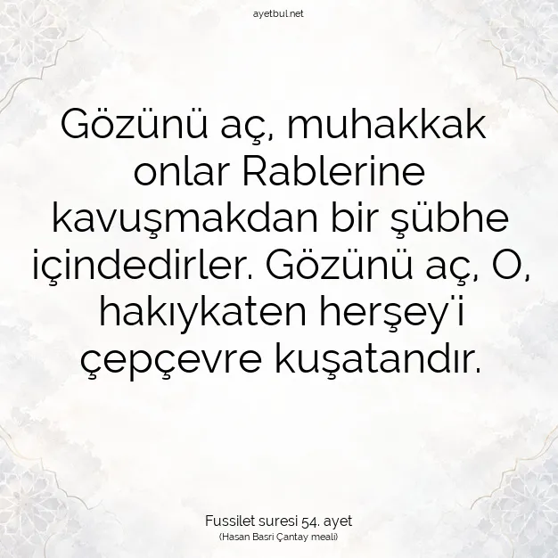Ayetbul | Kuran Mealleri | Quran | Fussilet suresi 54. ayet