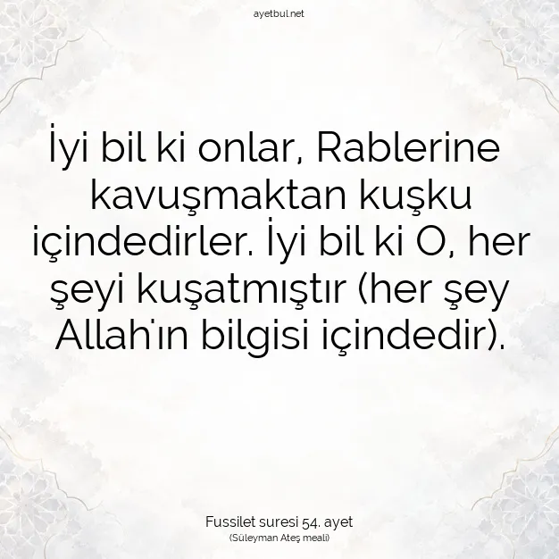 Ayetbul | Kuran Mealleri | Quran | Fussilet suresi 54. ayet