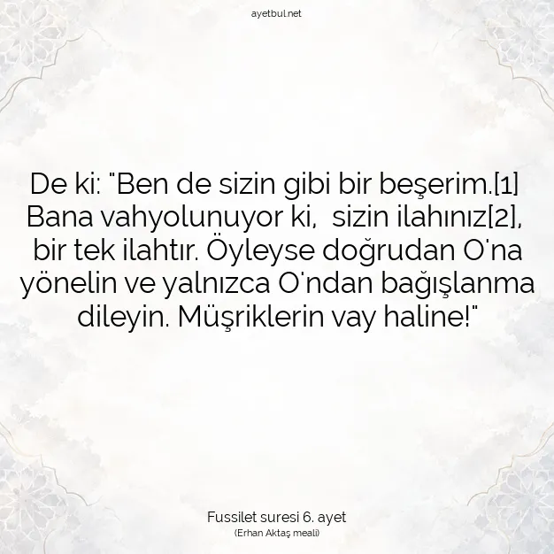 Ayetbul | Kuran Mealleri | Quran | Fussilet suresi 6. ayet