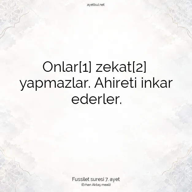 Ayetbul | Kuran Mealleri | Quran | Fussilet suresi 7. ayet