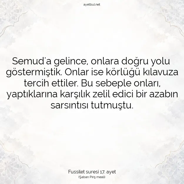 Ayetbul | Kuran Mealleri | Quran | Fussilet suresi 17. ayet