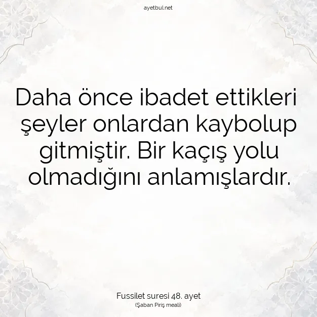 Ayetbul | Kuran Mealleri | Quran | Fussilet suresi 48. ayet