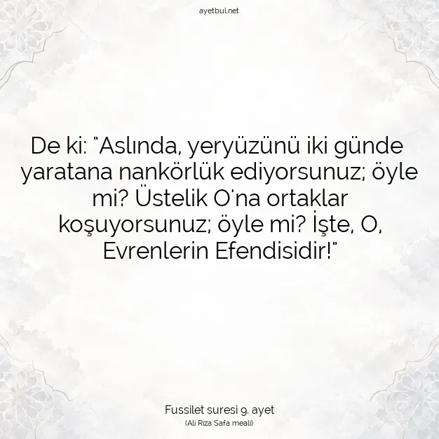 Ayetbul | Kuran Mealleri | Quran | Fussilet suresi 9. ayet