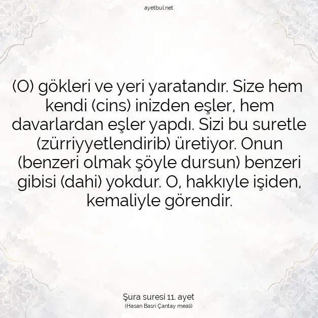 Ayetbul | Kuran Mealleri | Quran | Şura suresi 11. ayet