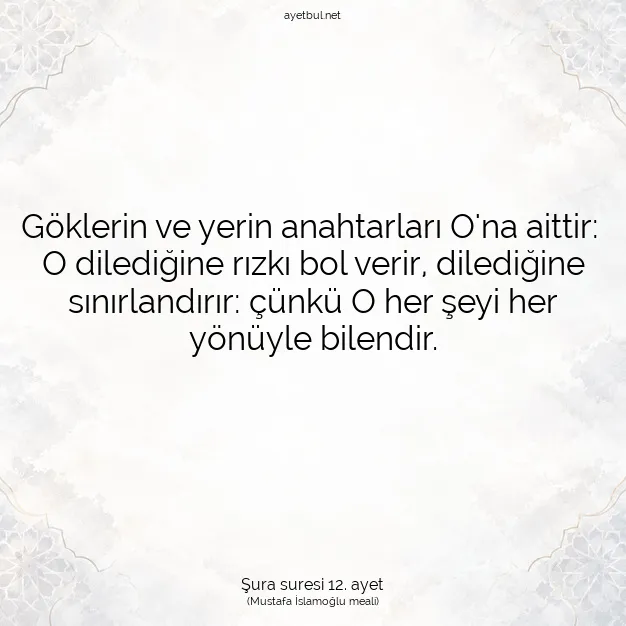 Ayetbul | Kuran Mealleri | Quran | Şura suresi 12. ayet