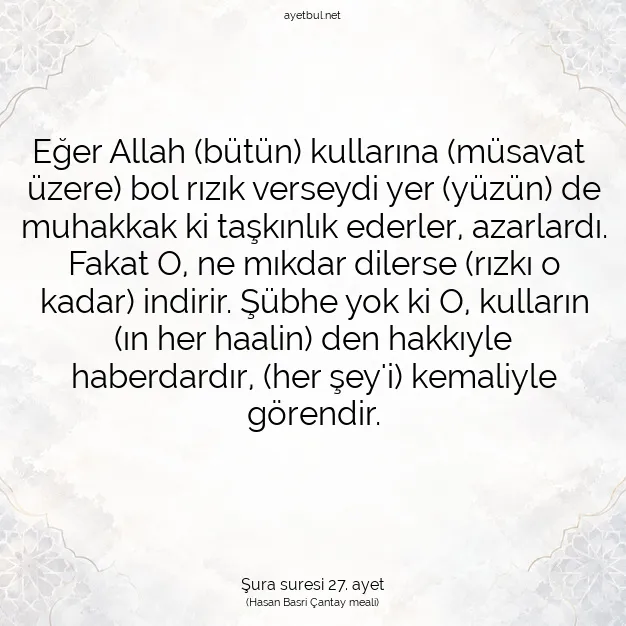 Ayetbul | Kuran Mealleri | Quran | Şura suresi 27. ayet