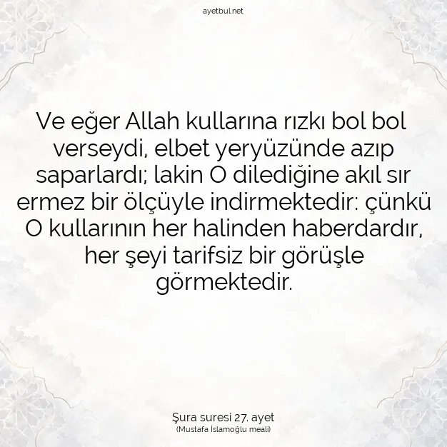 Ayetbul | Kuran Mealleri | Quran | Şura suresi 27. ayet