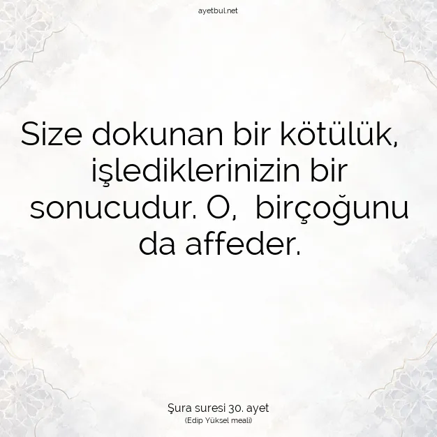 Ayetbul | Kuran Mealleri | Quran | Şura suresi 30. ayet