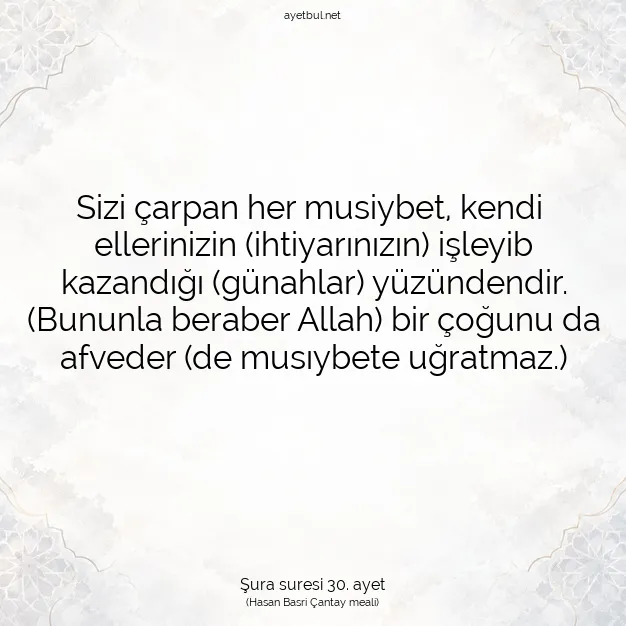 Ayetbul | Kuran Mealleri | Quran | Şura suresi 30. ayet
