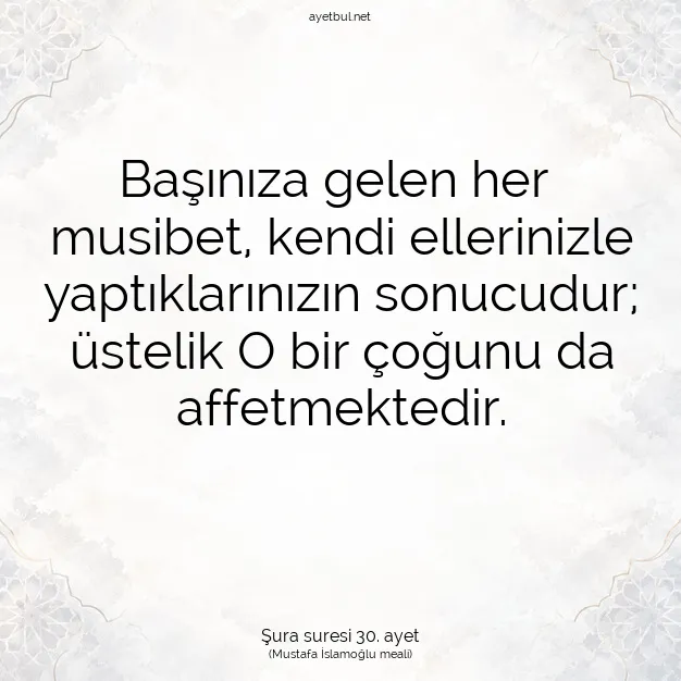 Ayetbul | Kuran Mealleri | Quran | Şura suresi 30. ayet