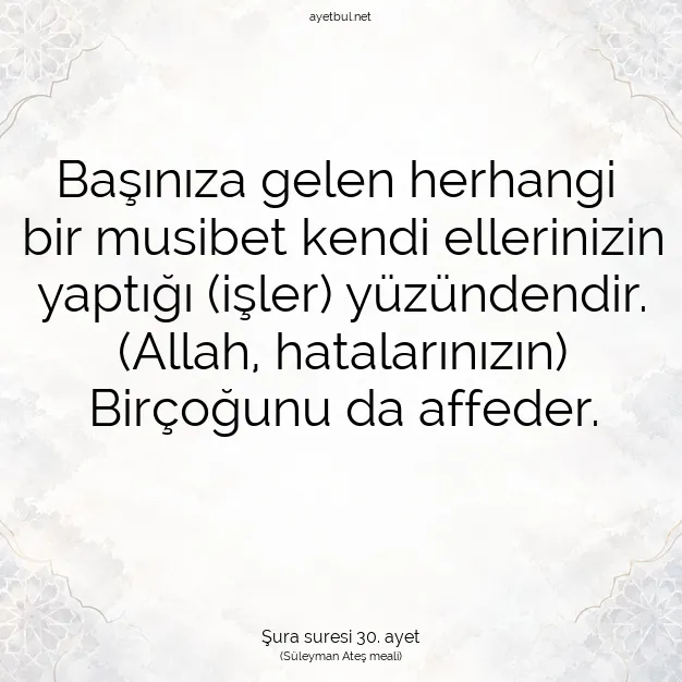 Ayetbul | Kuran Mealleri | Quran | Şura suresi 30. ayet