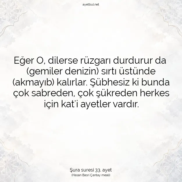 Ayetbul | Kuran Mealleri | Quran | Şura suresi 33. ayet