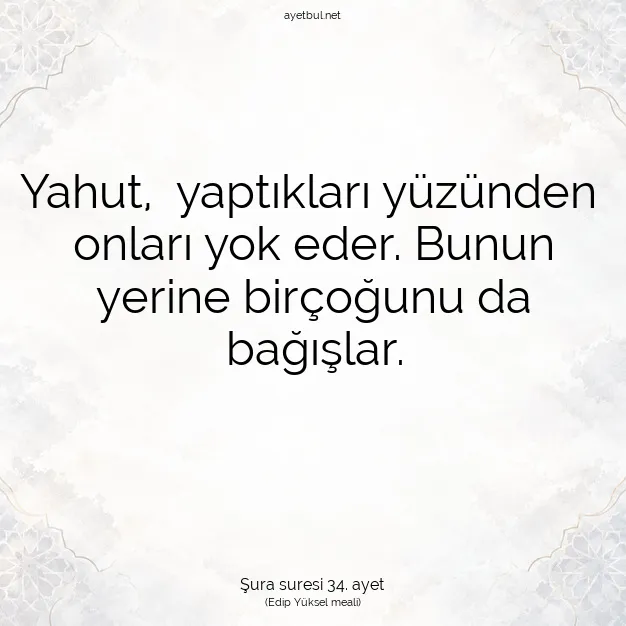Ayetbul | Kuran Mealleri | Quran | Şura suresi 34. ayet