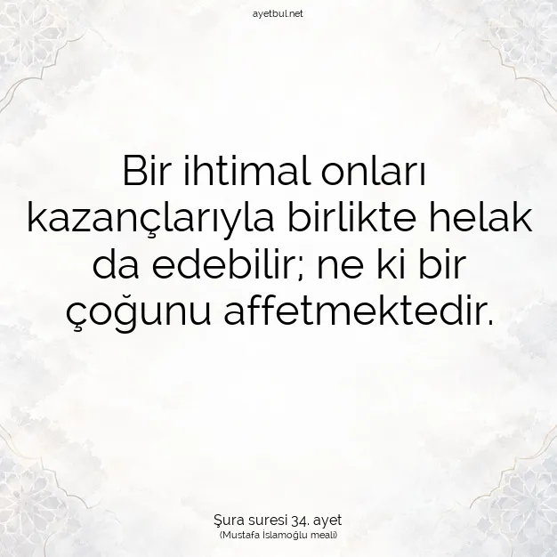Ayetbul | Kuran Mealleri | Quran | Şura suresi 34. ayet