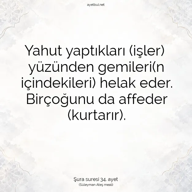 Ayetbul | Kuran Mealleri | Quran | Şura suresi 34. ayet