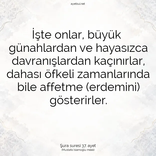 Ayetbul | Kuran Mealleri | Quran | Şura suresi 37. ayet