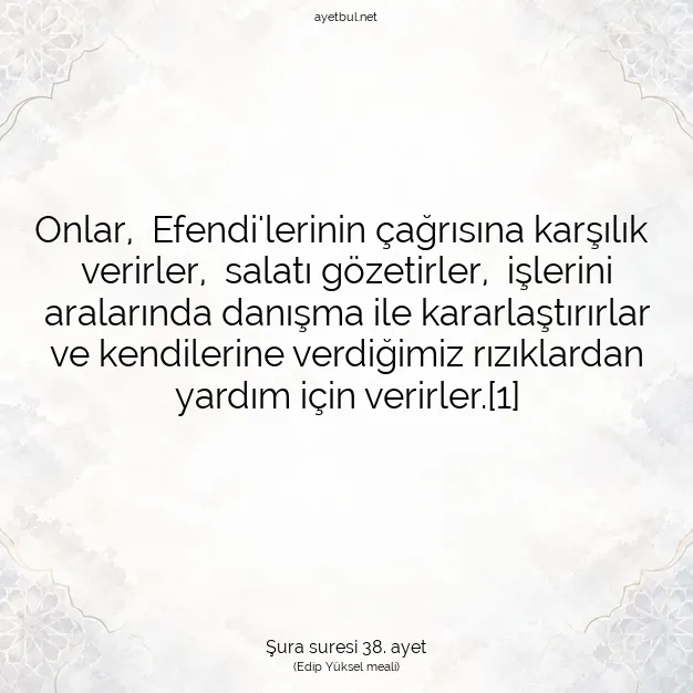 Ayetbul | Kuran Mealleri | Quran | Şura suresi 38. ayet