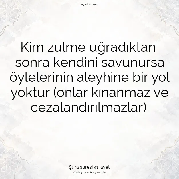 Ayetbul | Kuran Mealleri | Quran | Şura suresi 41. ayet