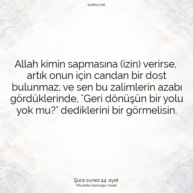 Ayetbul | Kuran Mealleri | Quran | Şura suresi 44. ayet