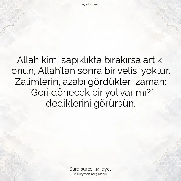 Ayetbul | Kuran Mealleri | Quran | Şura suresi 44. ayet