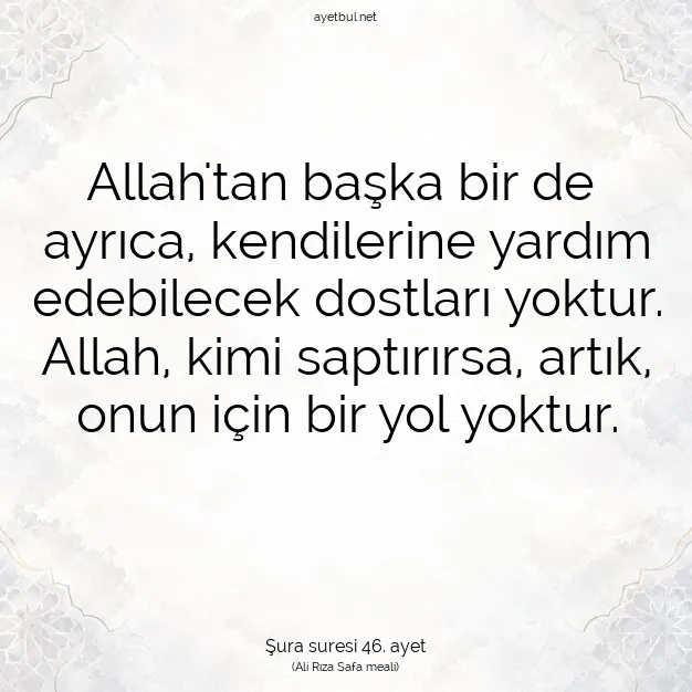 Ayetbul | Kuran Mealleri | Quran | Şura suresi 46. ayet