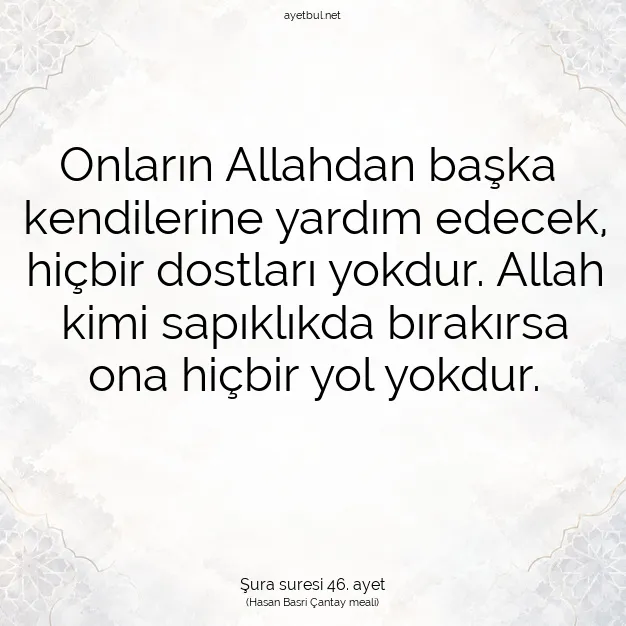 Ayetbul | Kuran Mealleri | Quran | Şura suresi 46. ayet