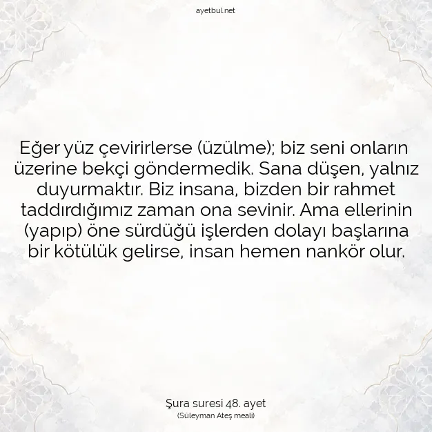 Ayetbul | Kuran Mealleri | Quran | Şura suresi 48. ayet