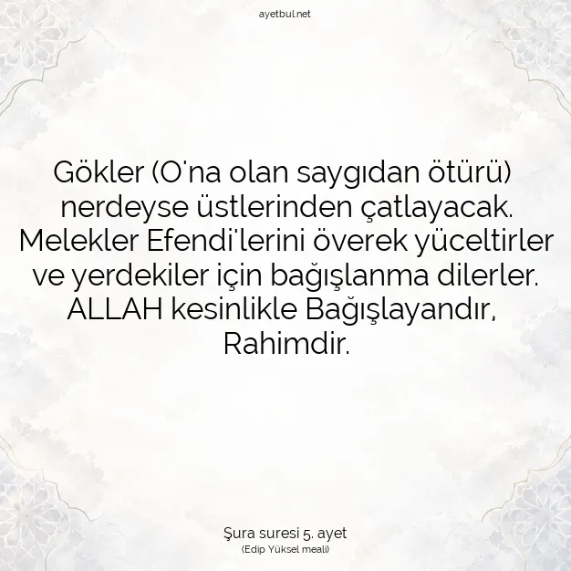 Ayetbul | Kuran Mealleri | Quran | Şura suresi 5. ayet
