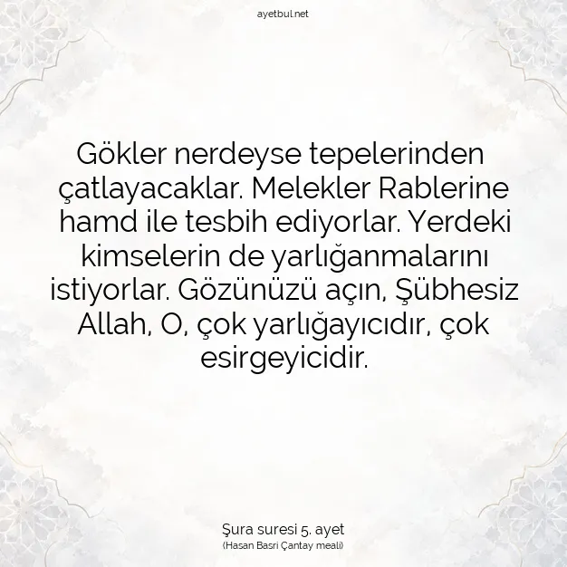 Ayetbul | Kuran Mealleri | Quran | Şura suresi 5. ayet