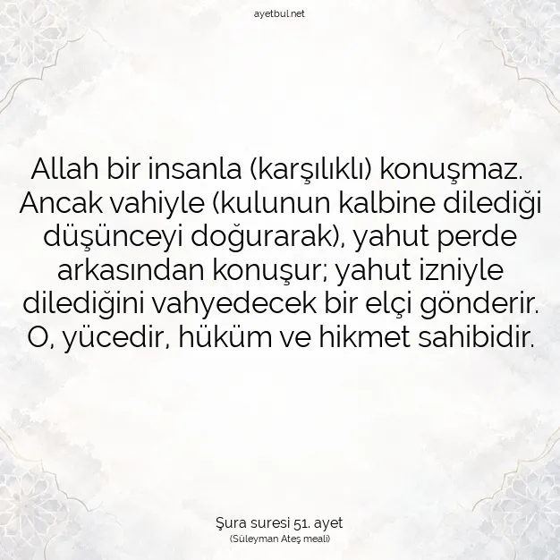 Ayetbul | Kuran Mealleri | Quran | Şura suresi 51. ayet