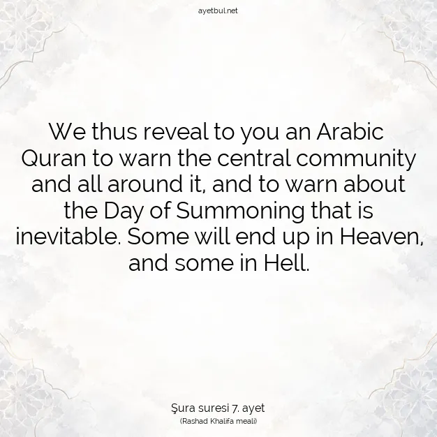 Ayetbul | Kuran Mealleri | Quran | Şura suresi 7. ayet