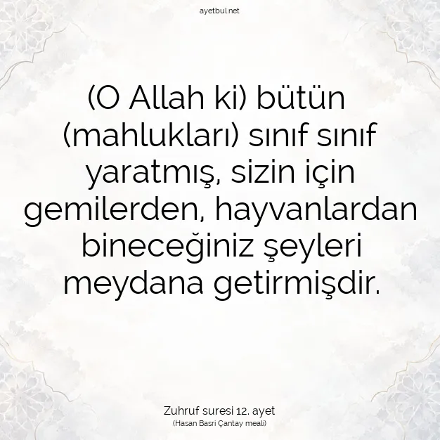 Ayetbul | Kuran Mealleri | Quran | Zuhruf suresi 12. ayet