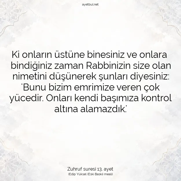 Ayetbul | Kuran Mealleri | Quran | Zuhruf suresi 13. ayet