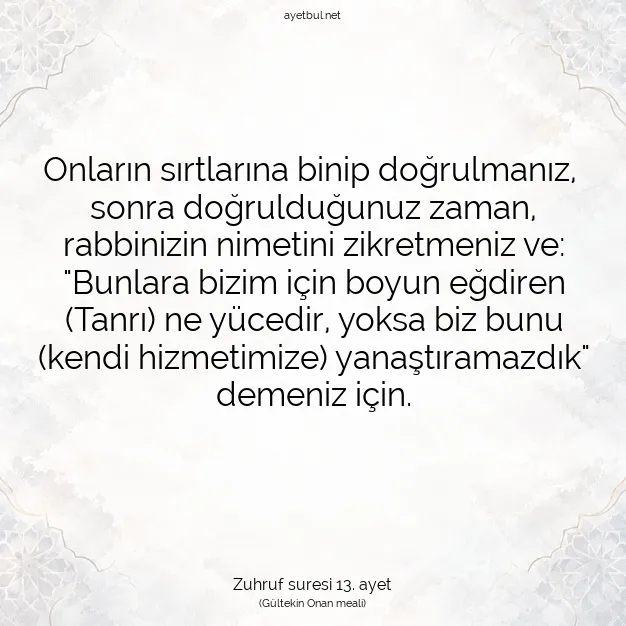 Ayetbul | Kuran Mealleri | Quran | Zuhruf suresi 13. ayet