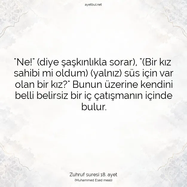 Ayetbul | Kuran Mealleri | Quran | Zuhruf suresi 18. ayet