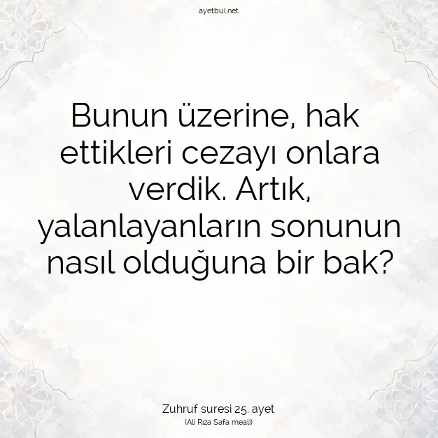 Ayetbul | Kuran Mealleri | Quran | Zuhruf suresi 25. ayet